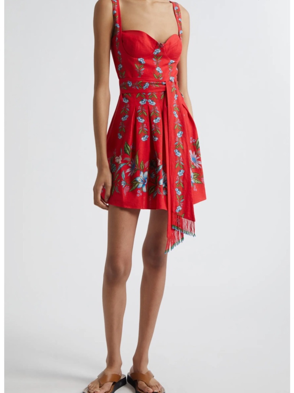 Farm Rio Sweet Bloom Bouquet linen-blend minidress